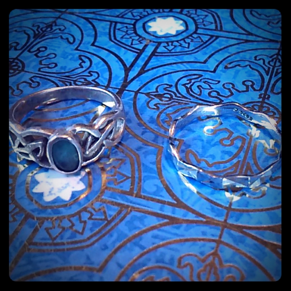 Sterling silver 2 ring set size 6 aquamarine